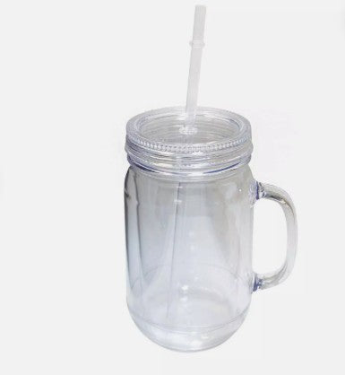 20oz Acrylic Mason Jar Snow Globe With Handle